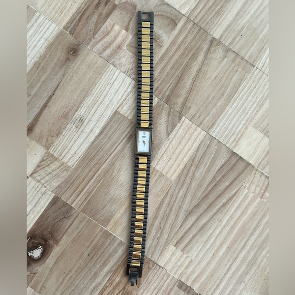 Seiko Ladies Watch Unique Two Tone Bracelet White Rectangular Dial - Picture 7 of 15